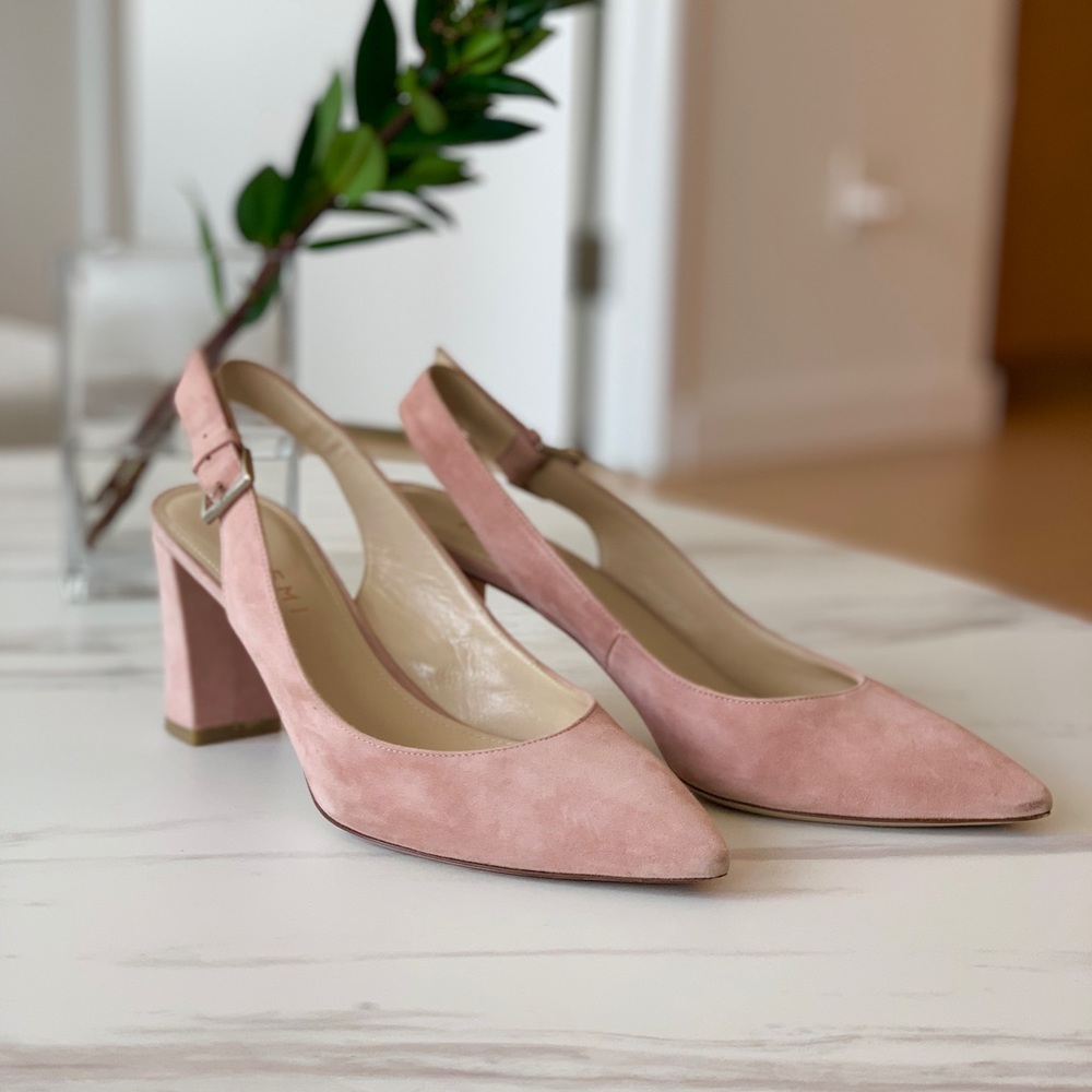 M. Gemi Suede Baby Pink Slingback Sandal (Size 38, runs small so actually 7.5)